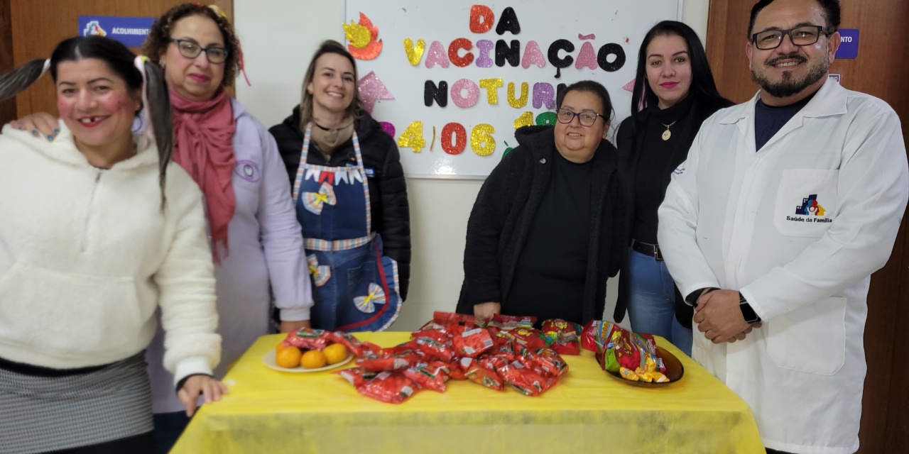 Em clima de festa junina, equipe da Unidade Básica de Saúde do bairro São Miguel promoveu Campanha de Vacinação Noturna