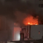 Incêndio em prédio no Centro de Lages e resgate de uma vítima