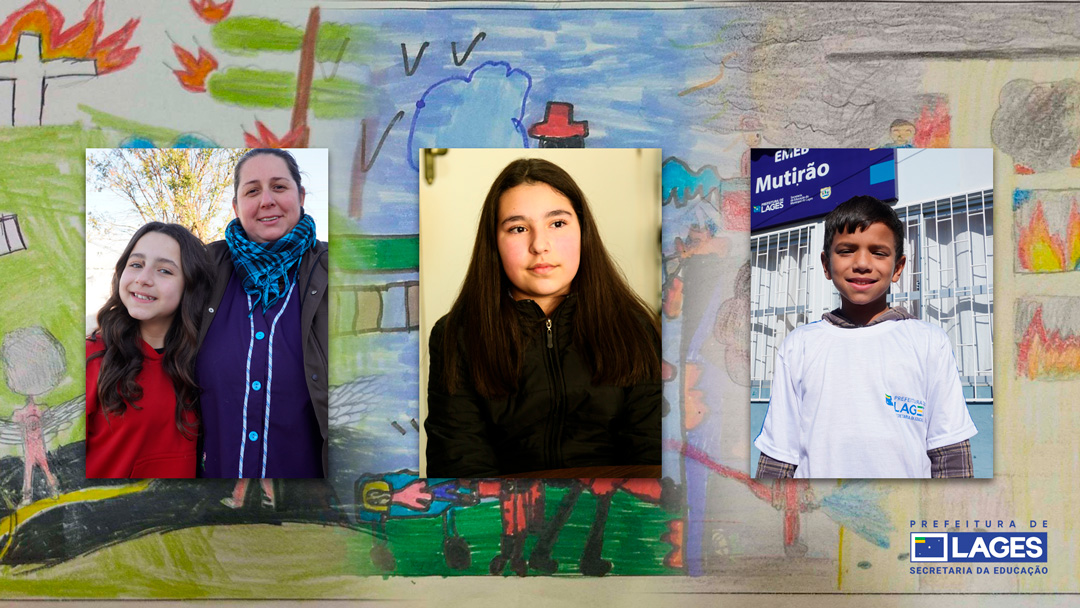 Orgulho Lageano ❤️ – Vem ver! Pedro, Amanda e Lara – Sistema Municipal de Educação celebra seus vencedores do Concurso de Desenho sobre os 60 Anos do Corpo de Bombeiros Militar em Lages