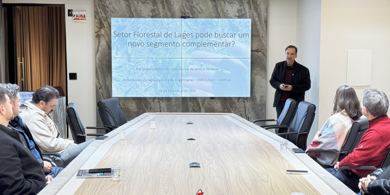 Professor da UDESC apresenta pré-projeto para o setor florestal em reunião com diretores da ACIL