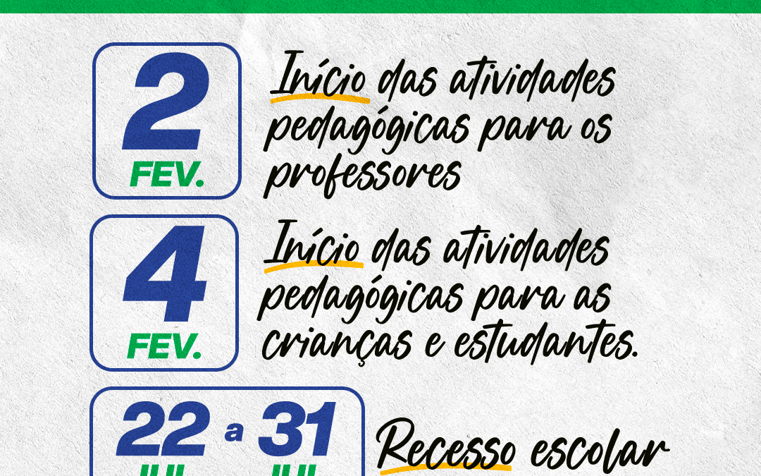 Secretaria da Educação divulga calendário escolar para o ano letivo de 2026
