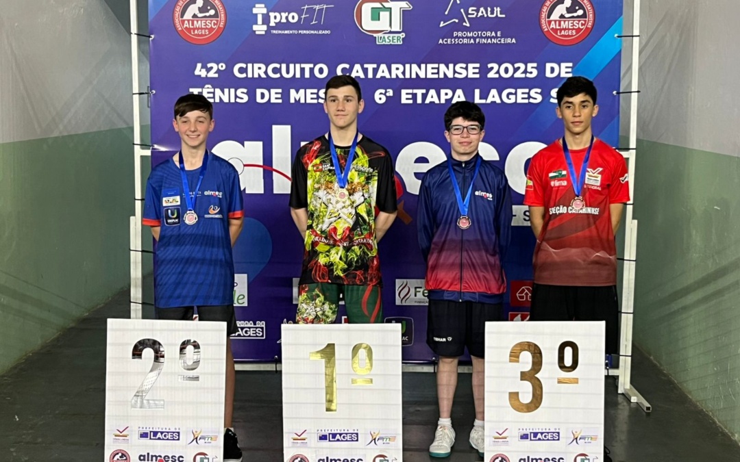 Almesc conquista quase 30 medalhas e títulos coletivos na Super Liga e no Estadual de Tênis de Mesa em Lages