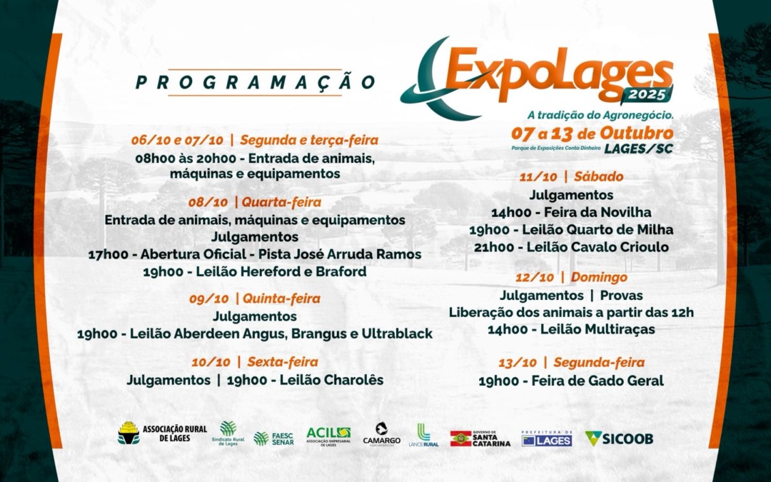 Programação de julgamentos e leilões movimenta a Expolages 2025 a partir desta quarta (8)