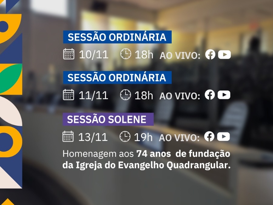 Agenda da semana na Câmara – 10 a 16 de novembro