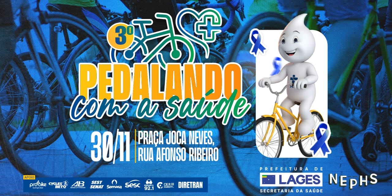 Em alusão à campanha Novembro + Azul: Domingo, 30 de novembro, será dia da 3ª edição do projeto Pedalando com a Saúde