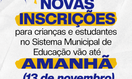 Inscrições para novas matrículas de crianças e estudantes nas Unidades de Ensino municipais encerram amanhã