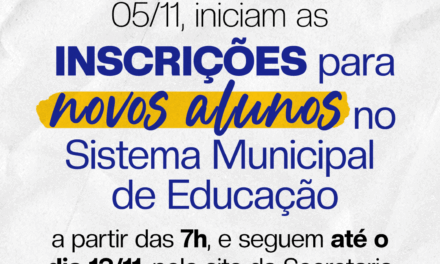Inscrições para novos estudantes nas Unidades de Ensino Municipais iniciam nesta quarta-feira