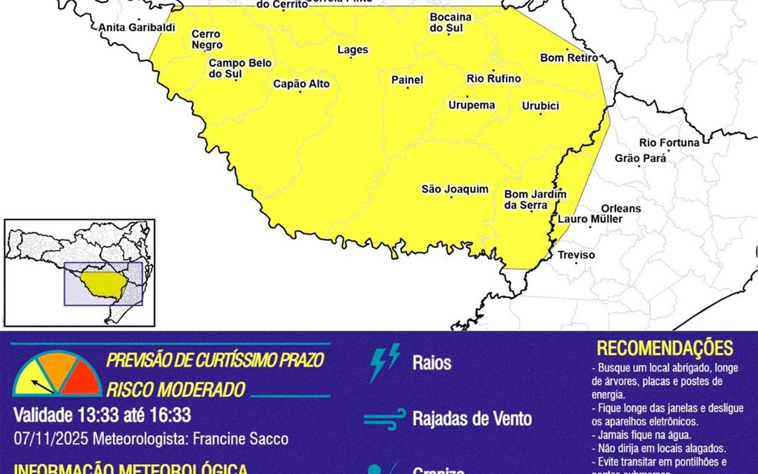 Prefeitura de Lages em alerta devido à previsão do tempo para este fim de semana