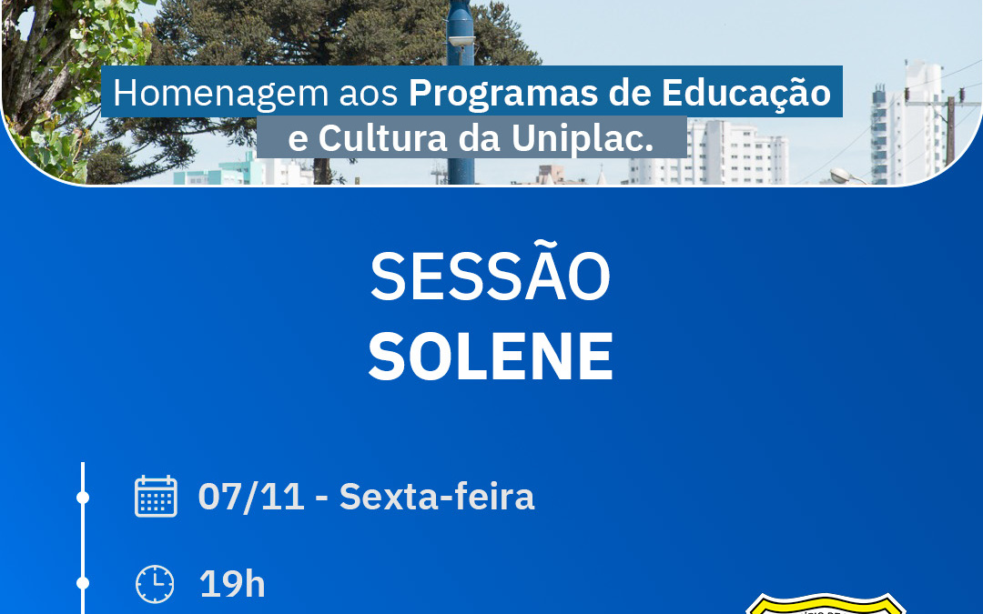 Câmara Lages: Agenda da semana – 2 a 8 de novembro