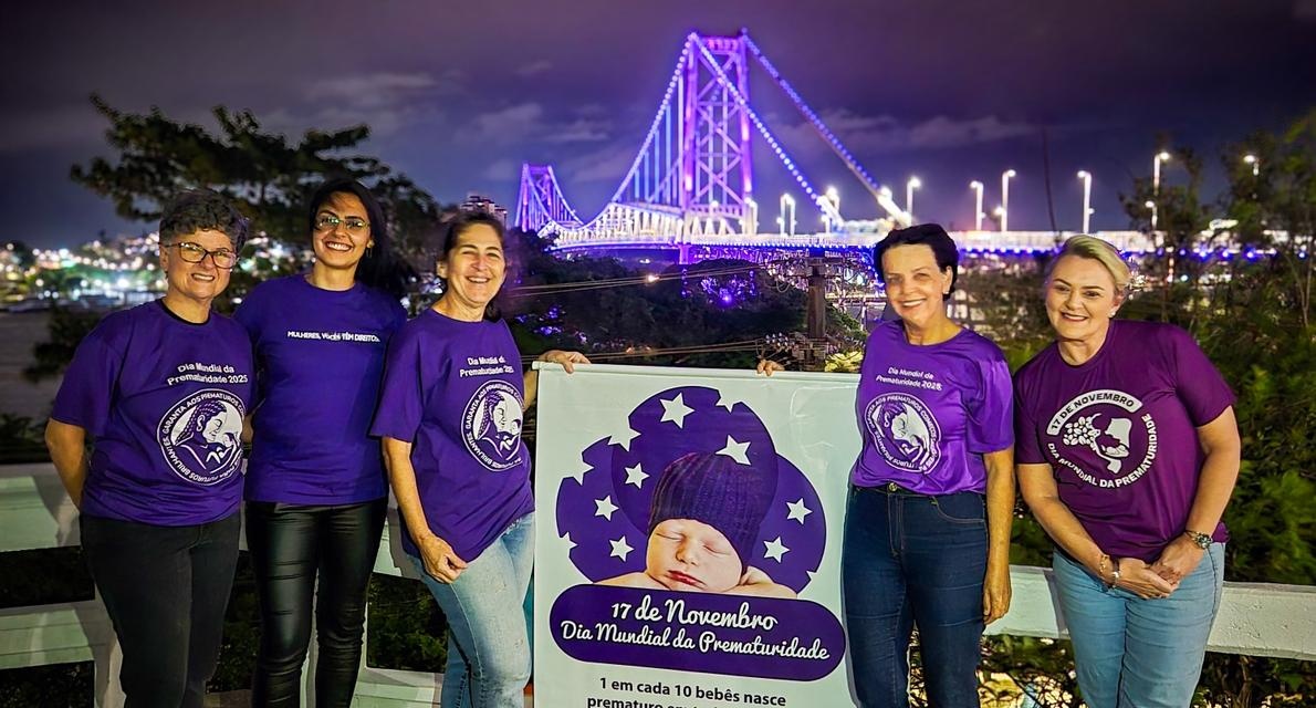 Ponte Hercílio Luz será iluminada de roxo em ação pelo Dia Mundial da Prematuridade