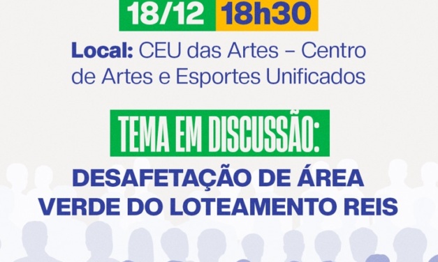 Audiência pública discute desafetação de área verde no Bairro Universitário para projeto esportivo educacional