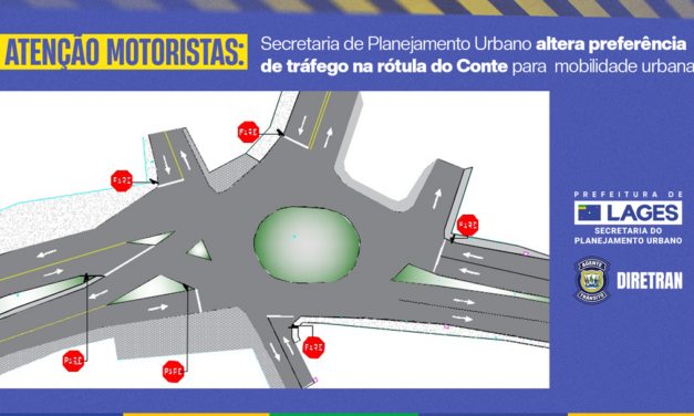 Atenção motoristas: preferencial na rotatória do bairro Conte será alterada a partir da próxima segunda-feira