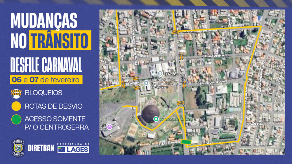 Carnaval 2026: confira as alterações no trânsito para os desfiles em Lages