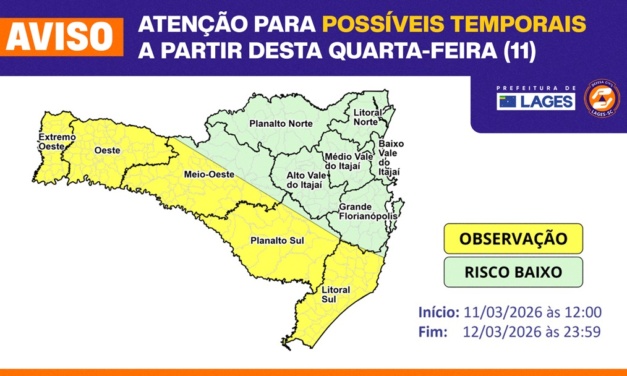 Prefeitura de Lages monitora condições climáticas dos próximos dias