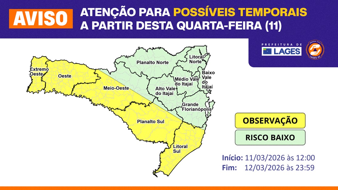 Prefeitura de Lages monitora condições climáticas dos próximos dias