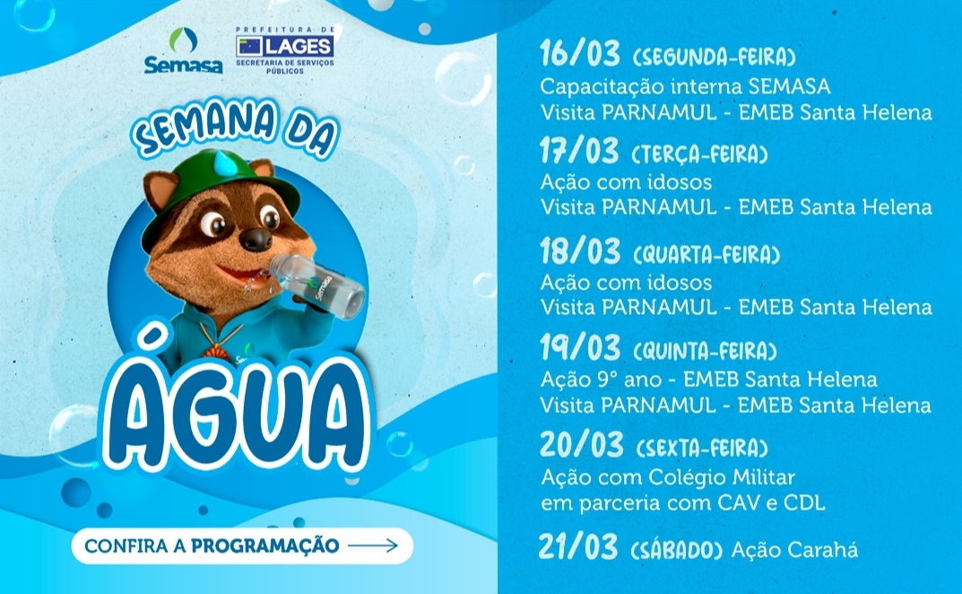 Semana da Água em Lages será marcada por capacitações de equipe e uma série de ações educativas com a comunidade