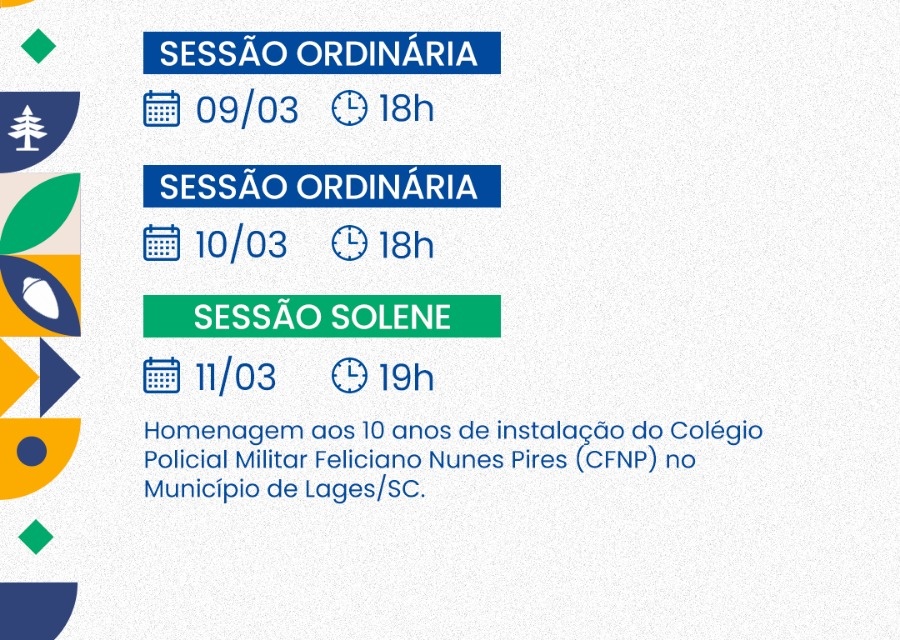 Câmara Lages: agenda da Semana – 9 a 15 de março